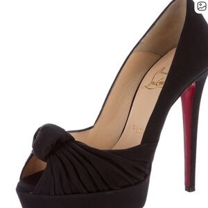 Christian Louboutin Elegant Greissimo suede Black Peep-Toe Heels